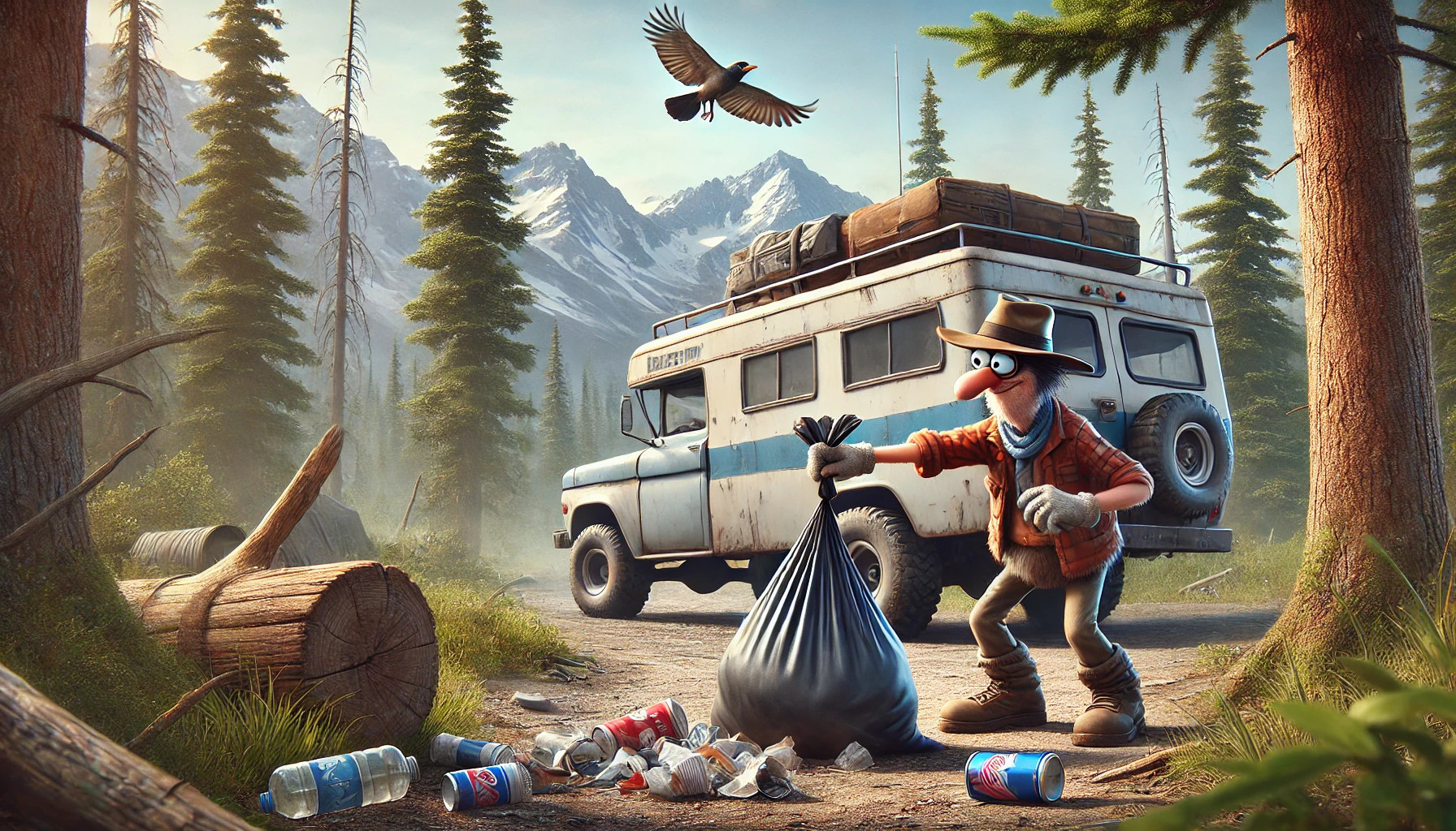 Ein Campsite Cleaner beim Einsatz.